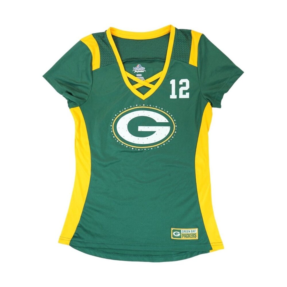 Majestics Green Bay Packers Aaron Rodgers #12 Women’s Embellished Jersey Shirt M
